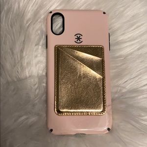 Speck pink iPhone XS Max case w/ stick on wallet